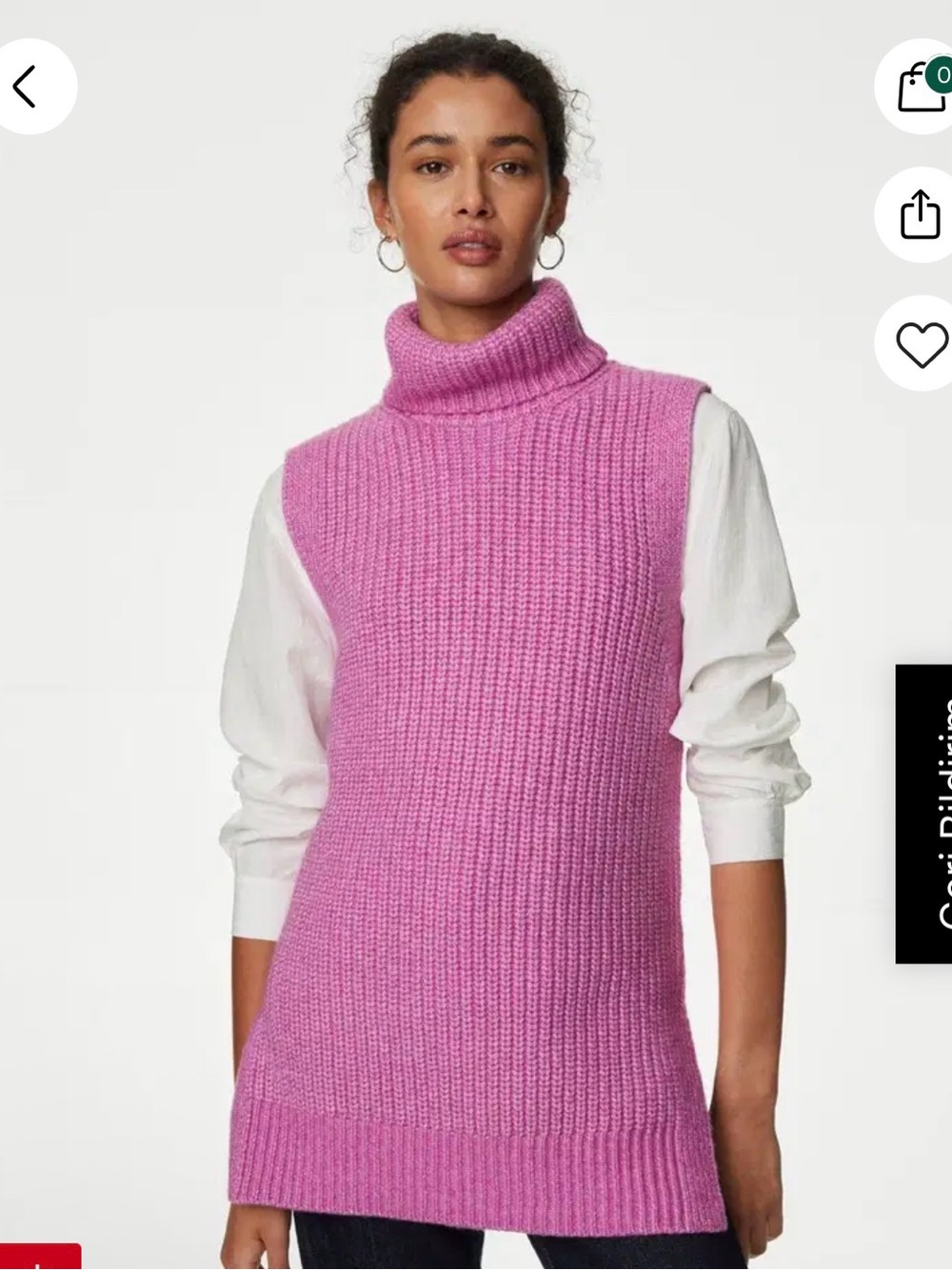 Marks & Spencer - Sleeveless Turtleneck Knit Sweater Vest in Freesia